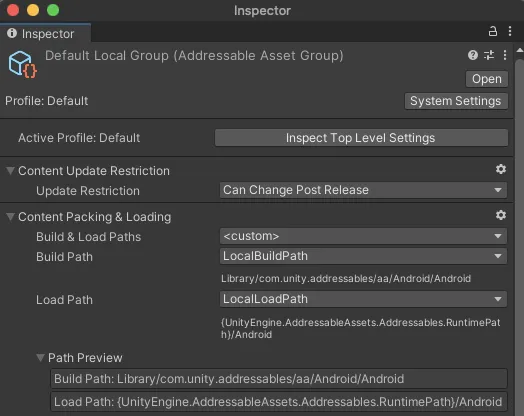 グループ設定の確認