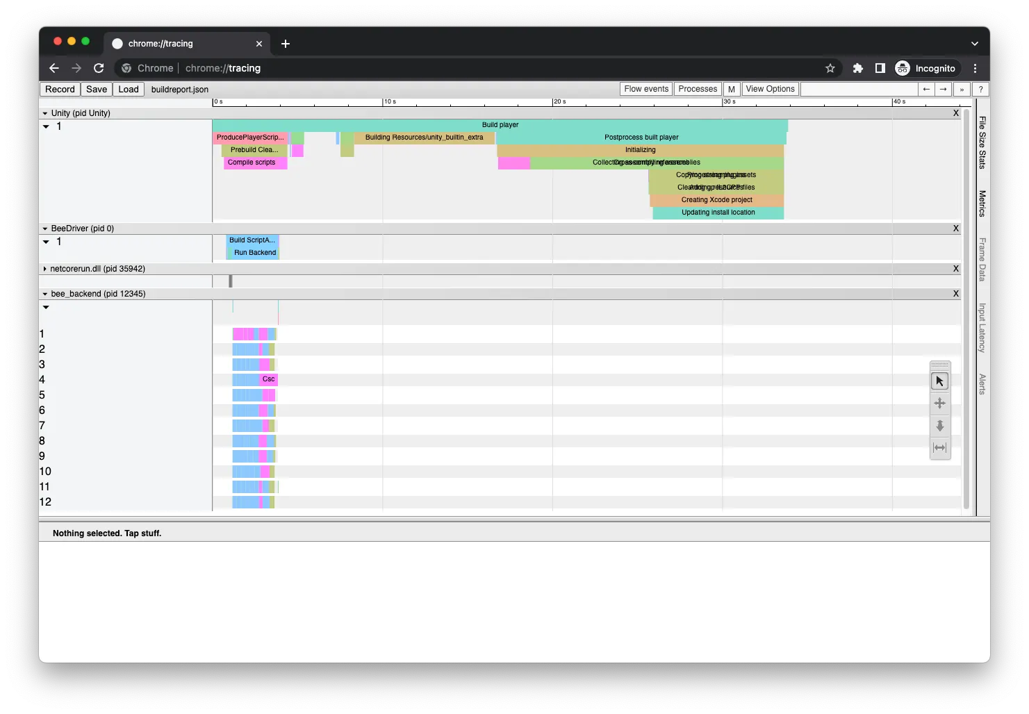 buildreport.jsonを開いた様子