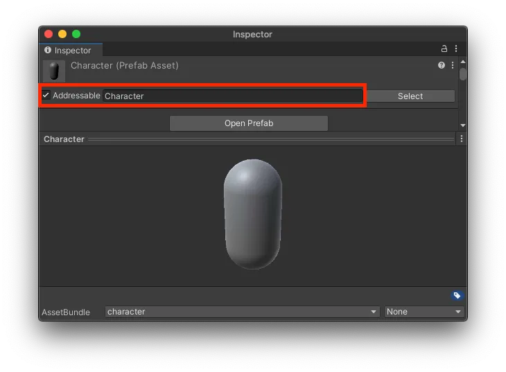 アセットのAddressables設定