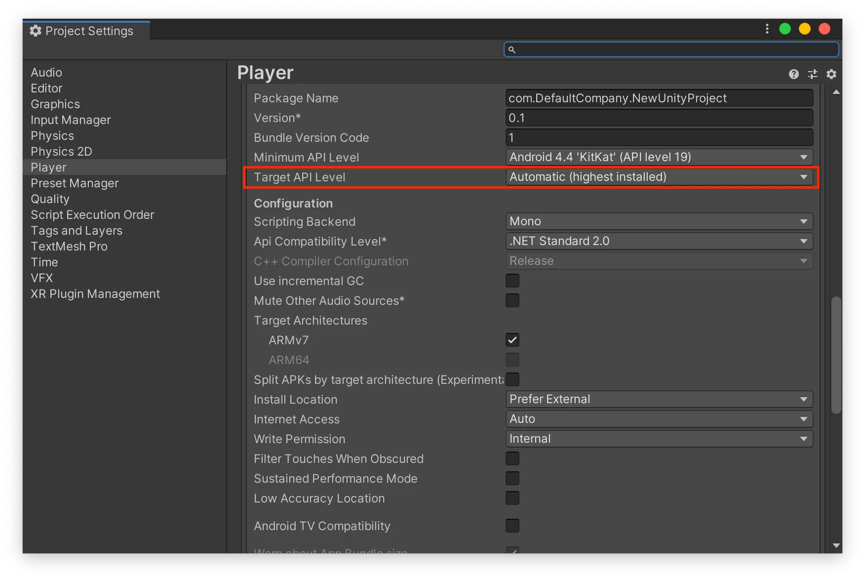AndroidのTarget API Levelの指定方法