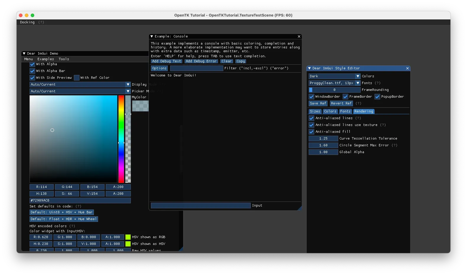 ImGuiをOpenTKで動している様子