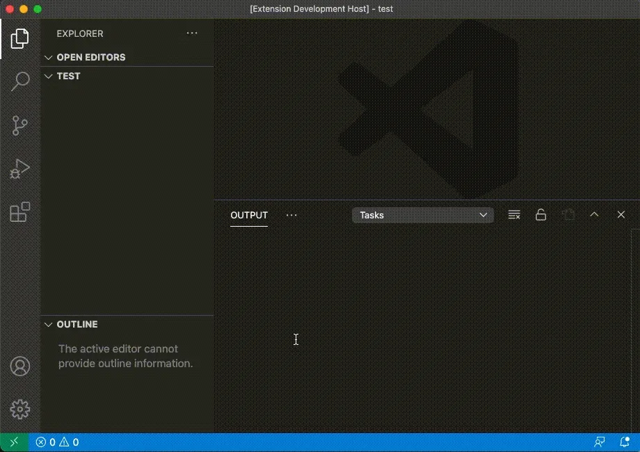 実装されているコマンドを呼び出す様子。実行後右下にメッセージウインドウが表示されていることがわかる。